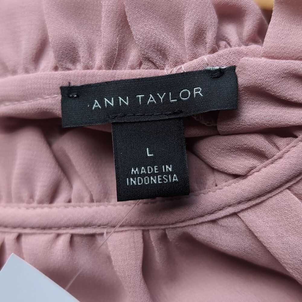 NWT Ann Taylor Women’s Juliet Pleated Sheer Balloon Sleeve Spring Pink Top XL - Picture 9 of 12